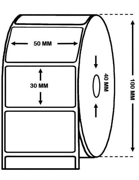 ROLLO 1 MILLAR ETIQUETAS COUCHE MATE INKJET 50 mm X 30 mm