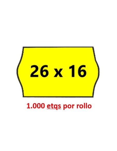26 X 16 Onduladas. FLUOR AMARILLO. Adhesivo PERMANENTE. Estuches de 40 rollos