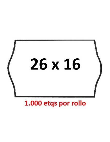 26 x 16 Onduladas. Adhesivo PERMANENTE. Estuche de 40 rollos