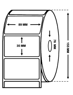 Rollo de 3 Millares de Etiquetas Blanco Mate 89x35