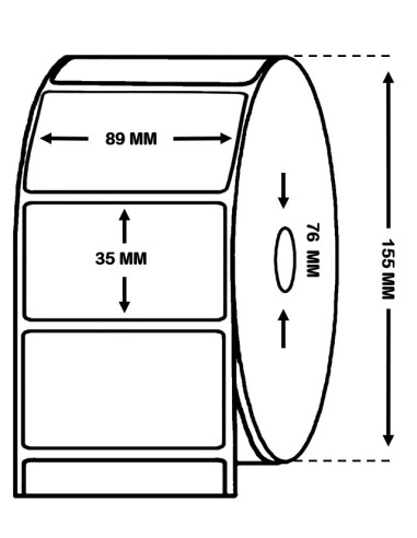 Rollo de 3 Millares de Etiquetas Blanco Mate 89x35