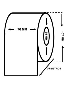 Caja de 15 Rollos de Etiquetas Papel Térmico 76 x 70...
