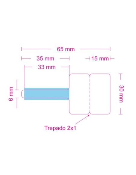 Etiquetas adhesivas para JOYERIA, rollo 1.500 Etiq - 65 x  30 mm
