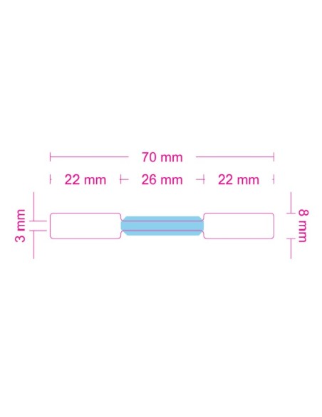 Etiquetas adhesivas para JOYERIA, rollo 4.000 etiq. - 70  x  8 mm con RESERVA DE ADHESIVO