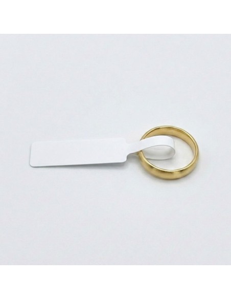 Etiquetas adhesivas para JOYERIA, rollo 4.000 etiq. - 70  x  8 mm con RESERVA DE ADHESIVO