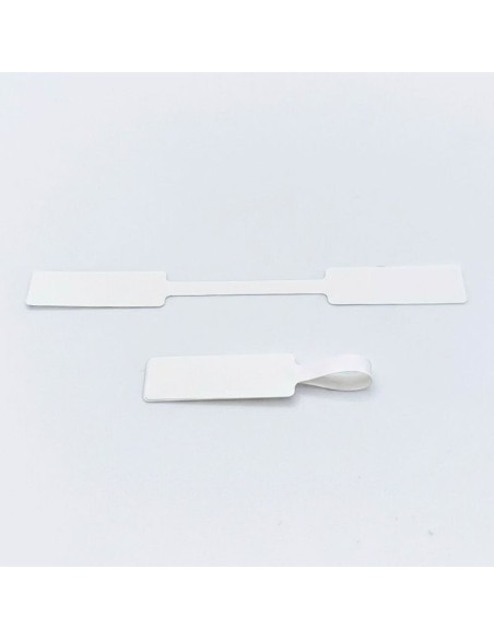 Etiquetas adhesivas para JOYERIA, rollo 4.000 etiq. - 70  x  8 mm con RESERVA DE ADHESIVO