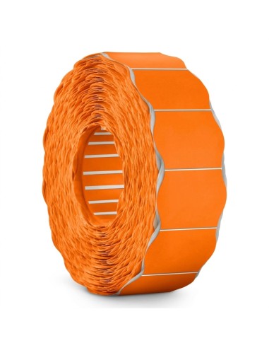 rollo etiquetas onduladas 26x12mm fluor naranja