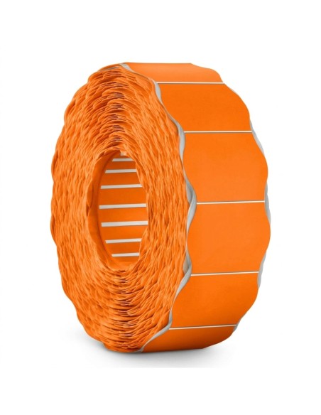 rollo etiquetas onduladas 26x12mm fluor naranja