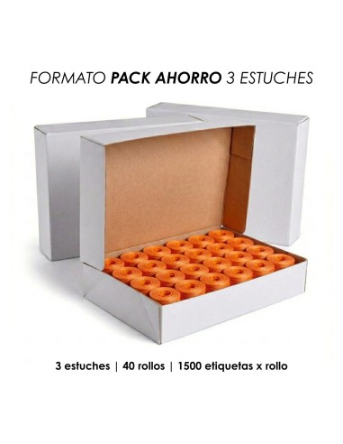 PACK ROLLOS ETIQUETAS RECTANGULARES NARANJAS PARA PRECIO MELAR TIENDA ETIQUETAS